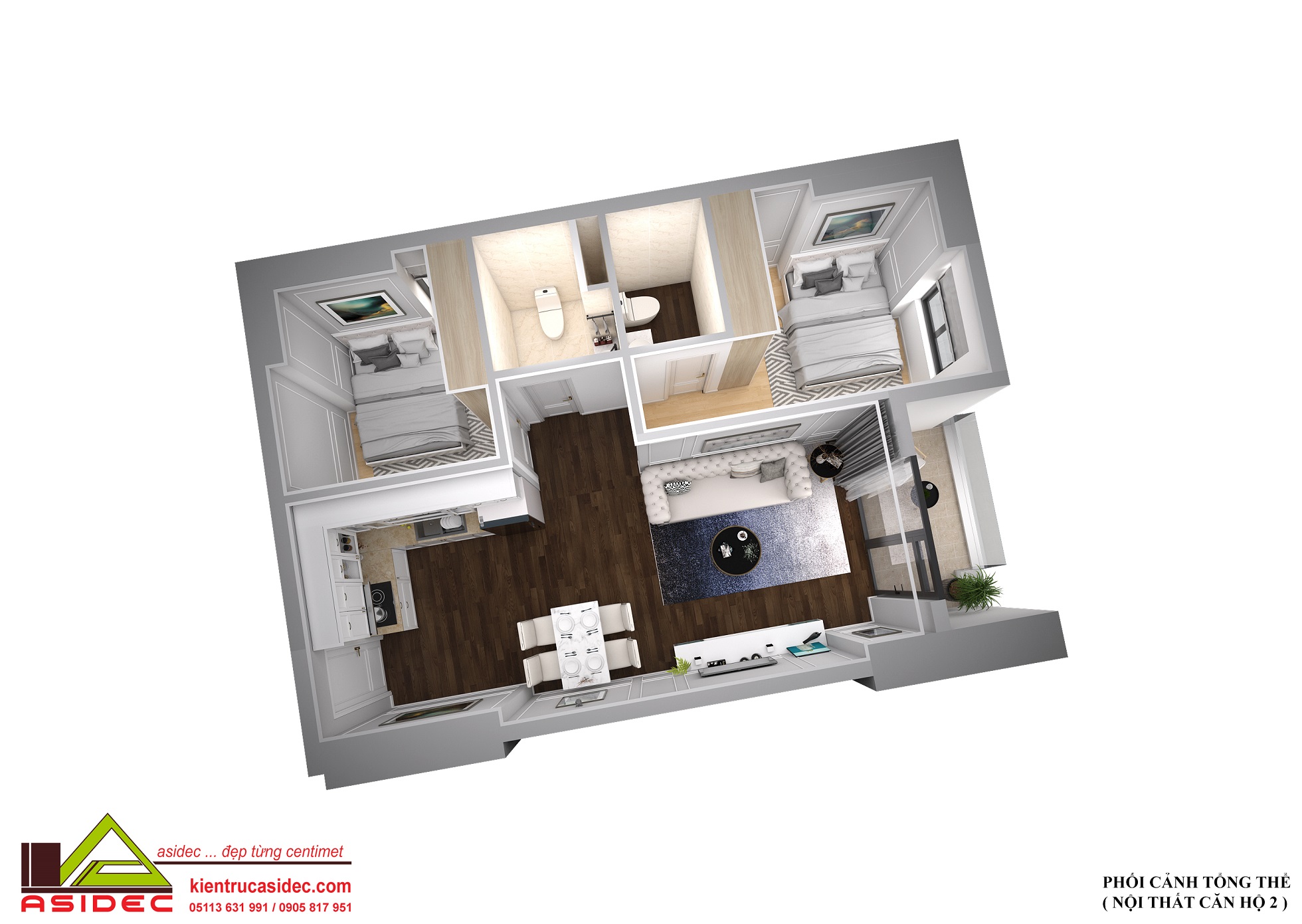 NỘI THẤT CĂN HỘ CỔ ĐIỂN 2 PN